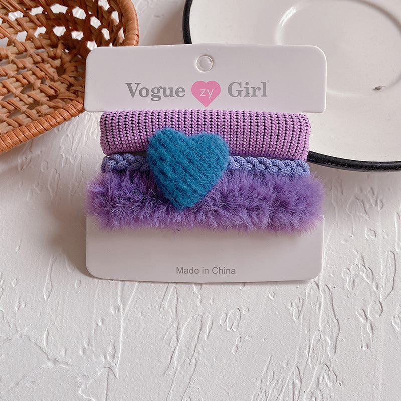 New Sweet Candy Color Love Plush Girl Hair Rope Hair Accessories