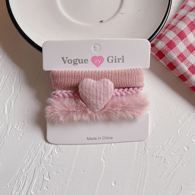 New Sweet Candy Color Love Plush Girl Hair Rope Hair Accessories