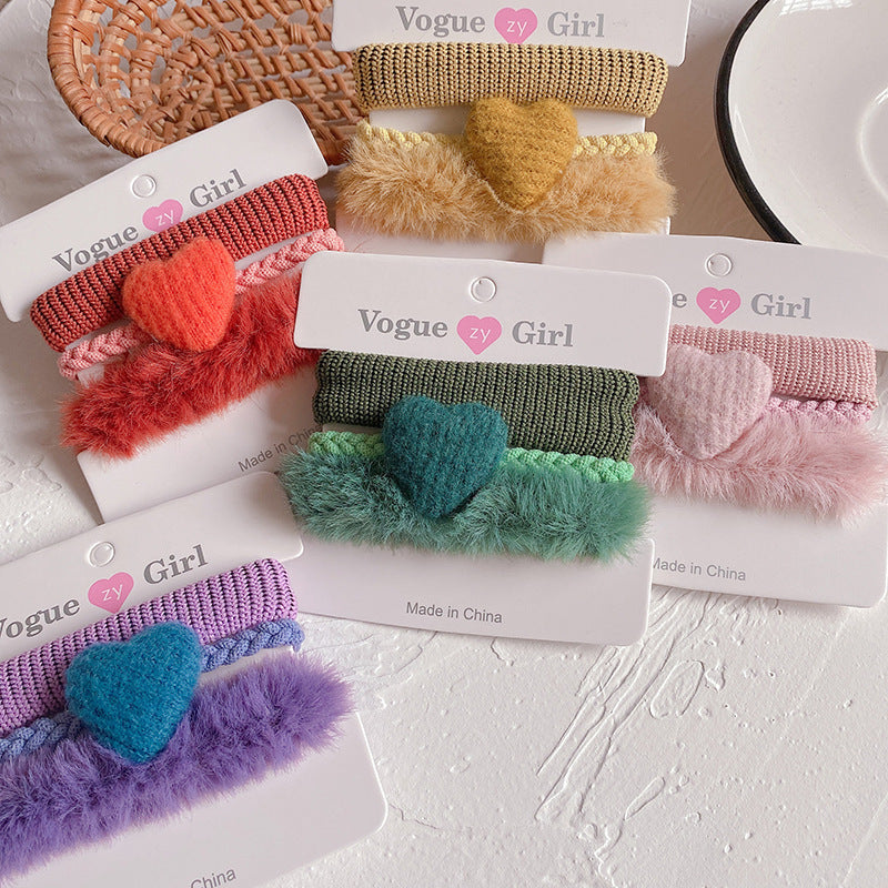 New Sweet Candy Color Love Plush Girl Hair Rope Hair Accessories