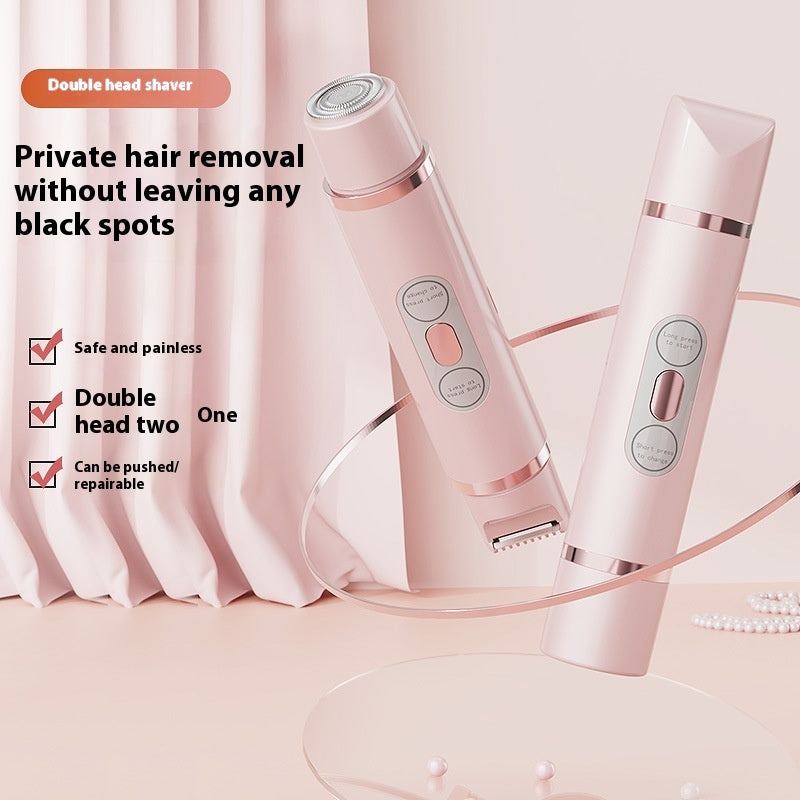 デュアルヘッド電動シェーバー 無痛 女性用脱毛器 ビキニライン脱毛器 自動ヘアトリマー 脇下 顔 唇 脚用