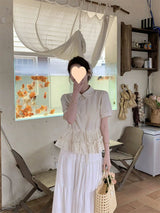 Korean-Style Doll Collar Puff-Sleeve Blouse