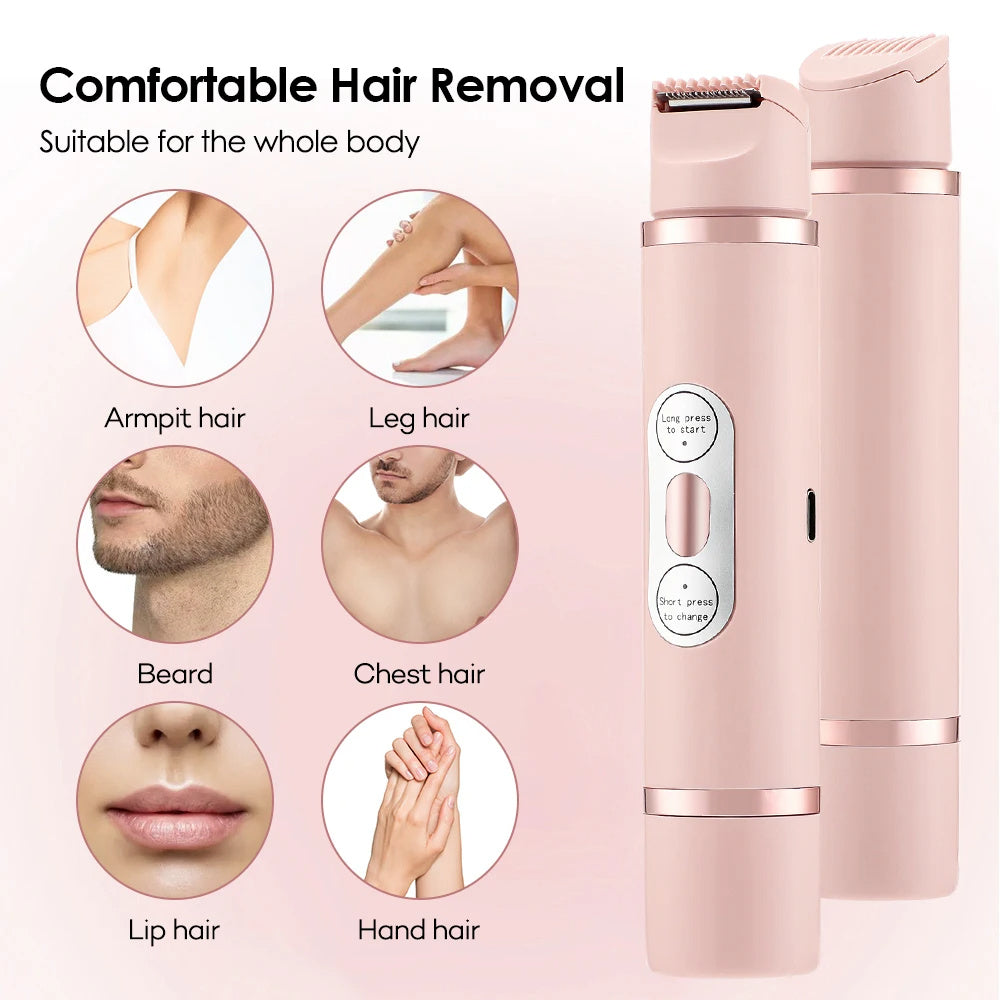 デュアルヘッド電動シェーバー 無痛 女性用脱毛器 ビキニライン脱毛器 自動ヘアトリマー 脇下 顔 唇 脚用