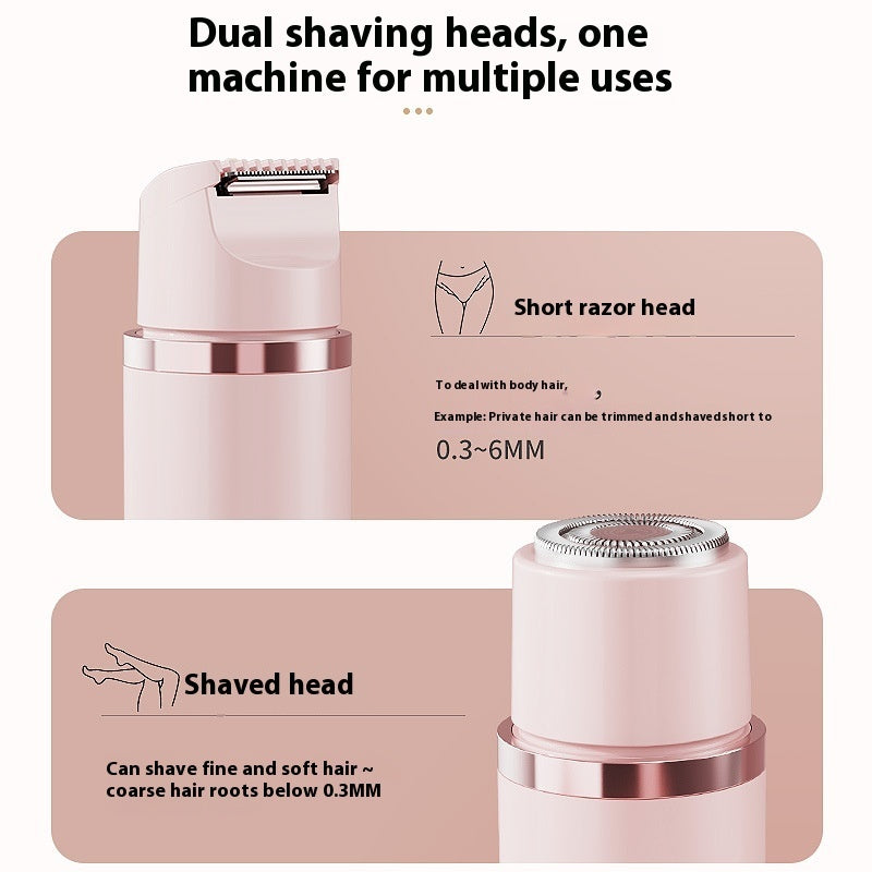デュアルヘッド電動シェーバー 無痛 女性用脱毛器 ビキニライン脱毛器 自動ヘアトリマー 脇下 顔 唇 脚用