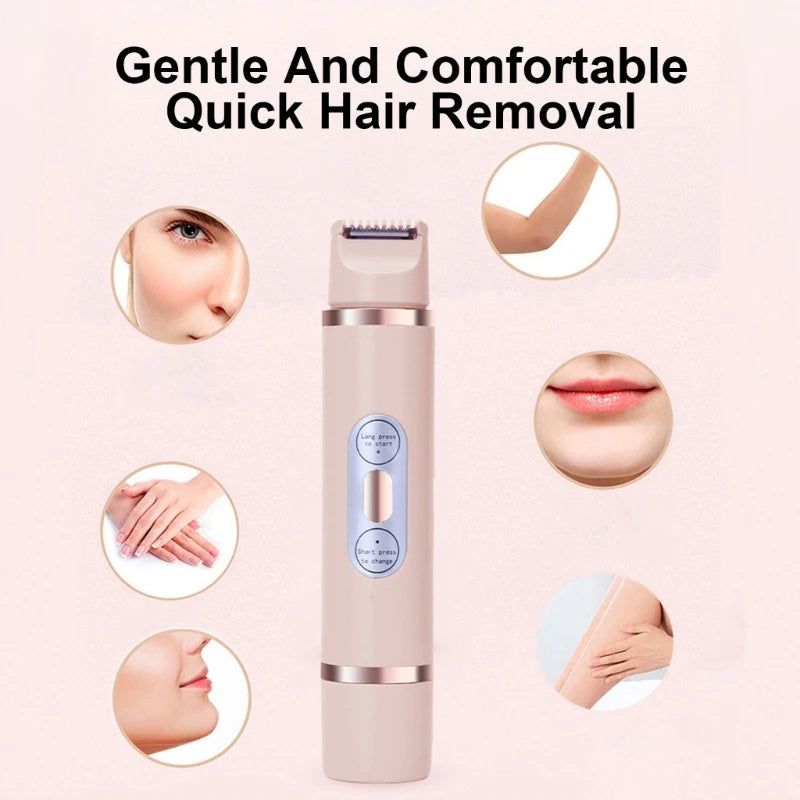 デュアルヘッド電動シェーバー 無痛 女性用脱毛器 ビキニライン脱毛器 自動ヘアトリマー 脇下 顔 唇 脚用