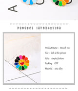 4 Colors Kpop Flowers Broche Fashion Rainbow Flower Enamel Pins Smiling Sunflower Brooches Cute Bag Icon Badges Men Women Gifts