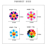 4 Colors Kpop Flowers Broche Fashion Rainbow Flower Enamel Pins Smiling Sunflower Brooches Cute Bag Icon Badges Men Women Gifts