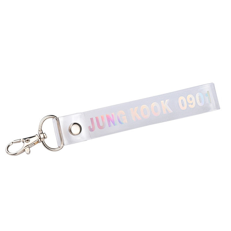 1PC Fashion KPOP Keyring Transparent KOOKIE Key Chain Bangtan Boys Love Yourself SUGA J-HOPE Rope Keychain Jewelry