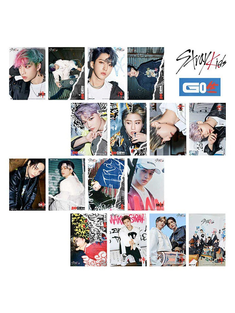 16PCS/Set Kpop Stray Kids Photo Cards New Album GO LIVE LOMO Card Photocard Self Made Cards For Fans Collection