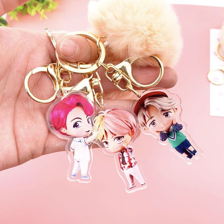 K-POP 防弾少年団 キーホルダー カワイイ ぬいぐるみペンダント かわいい漫画 ぬいぐるみボールペンダント キーチェーン 高品質 K-POP 防弾少年団