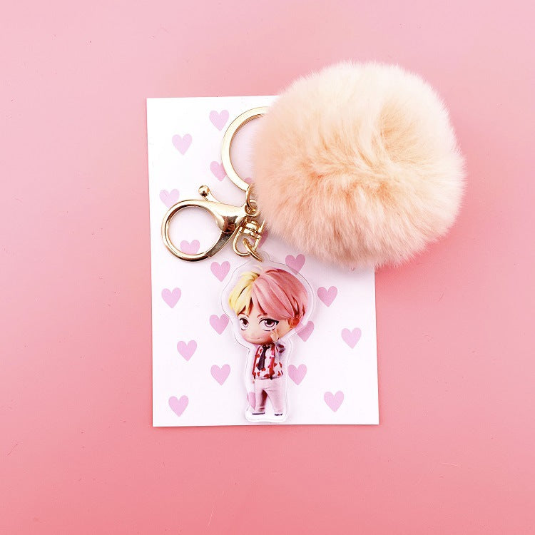 K-POP 防弾少年団 キーホルダー カワイイ ぬいぐるみペンダント かわいい漫画 ぬいぐるみボールペンダント キーチェーン 高品質 K-POP 防弾少年団