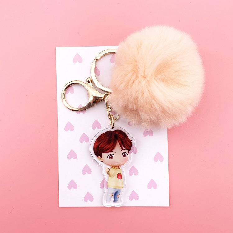 K-POP 防弾少年団 キーホルダー カワイイ ぬいぐるみペンダント かわいい漫画 ぬいぐるみボールペンダント キーチェーン 高品質 K-POP 防弾少年団