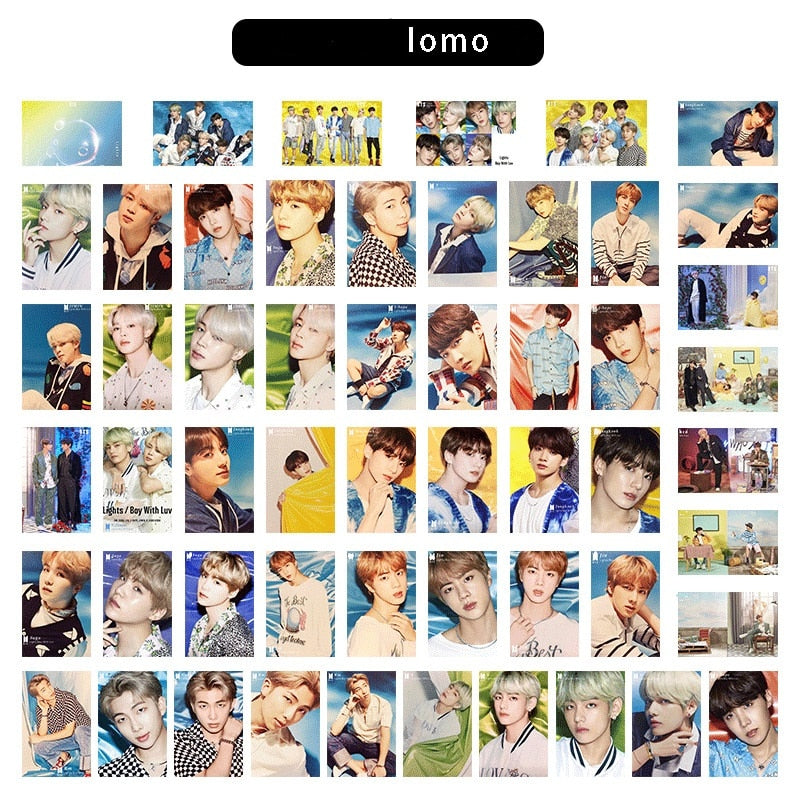 54PC KPOP Boys Photocard Album SPEAK YOURSELF Self Made Paper Card Lighes/Boys With Luv Photo Cards Poster