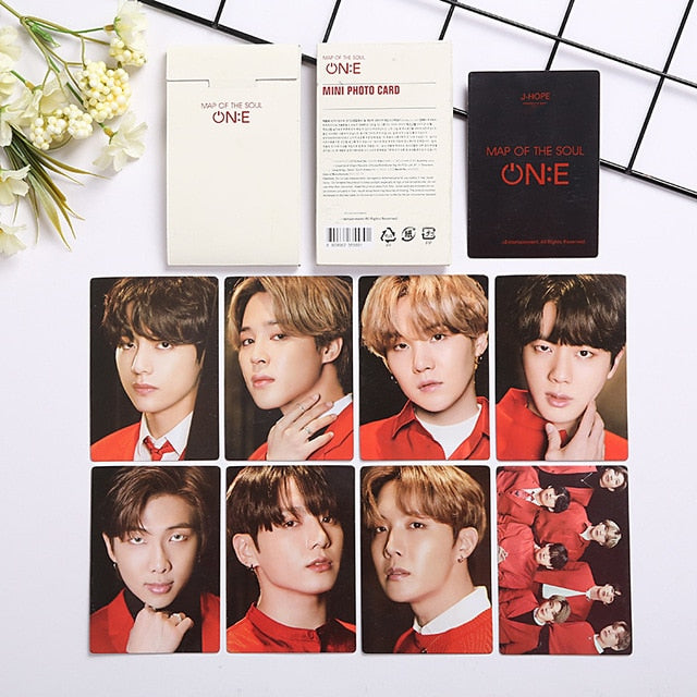 KPOP 防弾少年団 8枚セット 新アルバム MAP OF THE SOUL ON:E LOMOカード フォトカード ポストカード JIMIN JIN SUGA J-HOPE JUNG KOOK ギフト