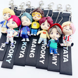 7PCS/set Bangtan Boys Groups Model Toys KPOP Star TOP Group A.R.M.Y PVC Keychain Action Figures Keyring Bt Kid