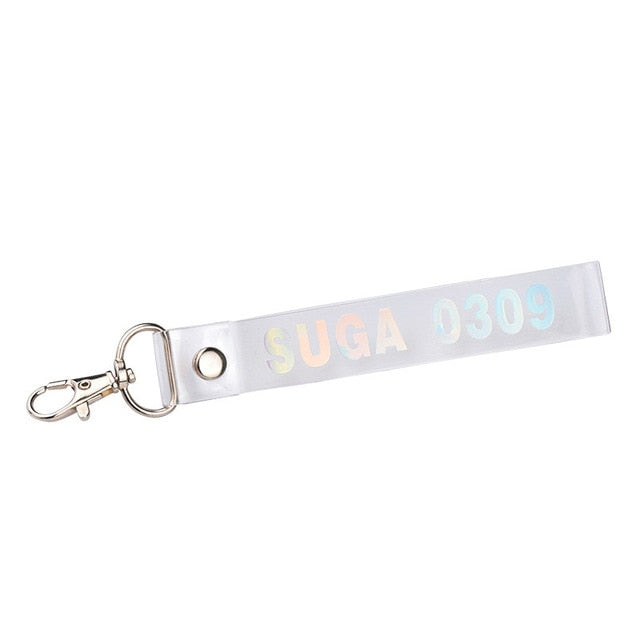 1PC Fashion KPOP Keyring Transparent KOOKIE Key Chain Bangtan Boys Love Yourself SUGA J-HOPE Rope Keychain Jewelry