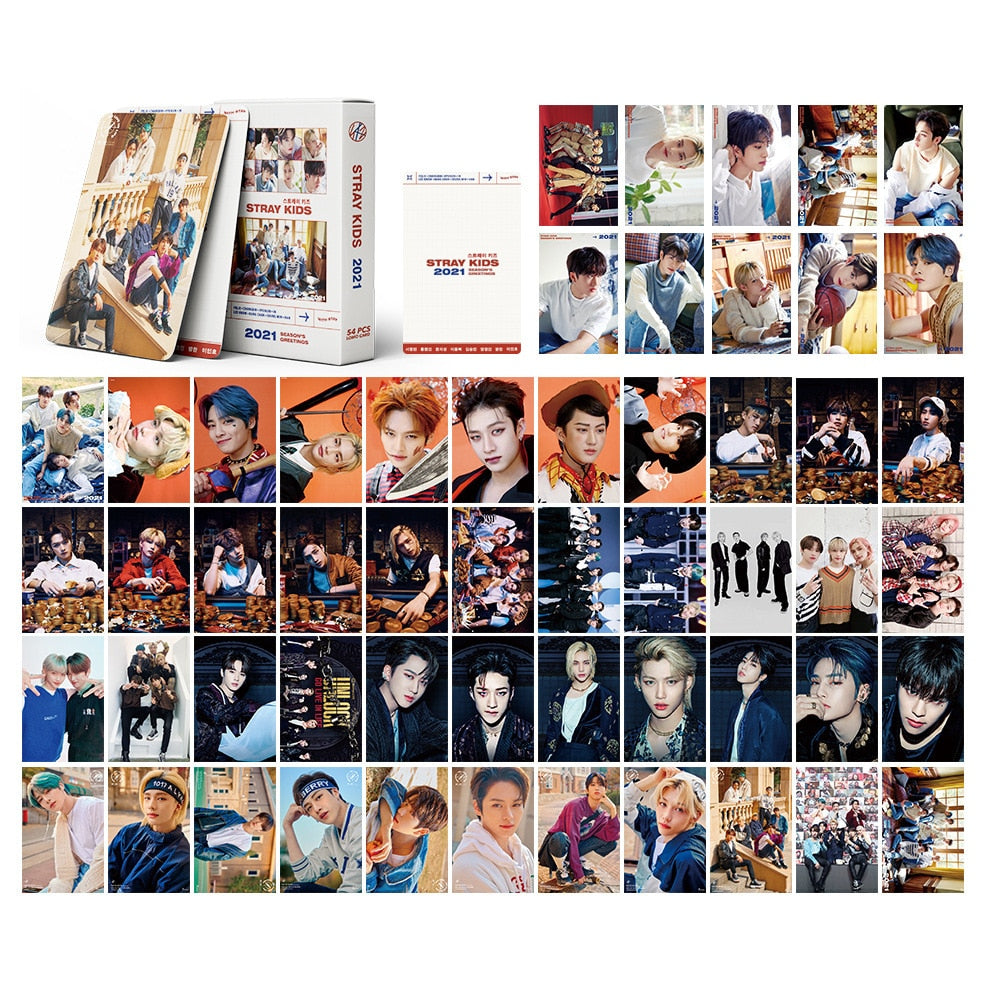 54pcs Kpop Stray kids LOMO Cards UNLOCK New photo album 2021 SEASON GREETING FELIX HYUNJIN BANG CHAN Straykids k-pop photocards