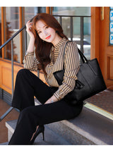 Korean-Style Textured Large Tote Bag