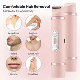 デュアルヘッド電動シェーバー 無痛 女性用脱毛器 ビキニライン脱毛器 自動ヘアトリマー 脇下 顔 唇 脚用