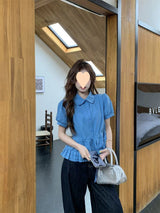 Korean-Style Doll Collar Puff-Sleeve Blouse