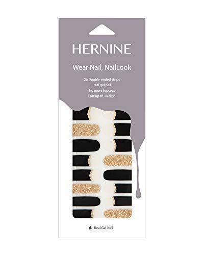 HERNINE just put premium gel nail seal manicure nail strip nail wrap fashionable design (black gold Black Gold)