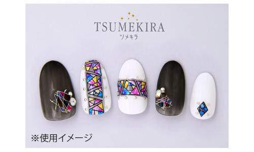 TSUMEKIRA (Tsumekira) one nail seal stained glass black NN-STG-102 multi-color