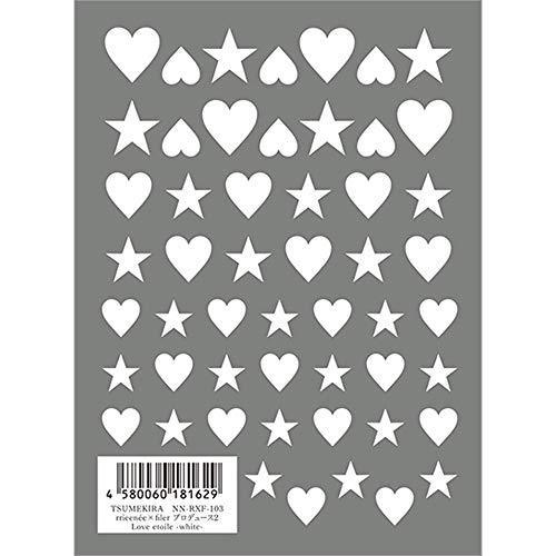 TSUMEKIRA (Tsumekira) nail seal rrieenee × filer produced 2 Love etoile-white-NN-RXF-103 1 sheet