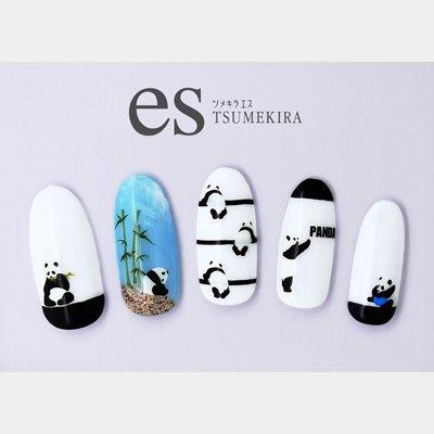 TSUMEKIRA (Tsumekira) nail seal es panda ES-PND-101 white, black