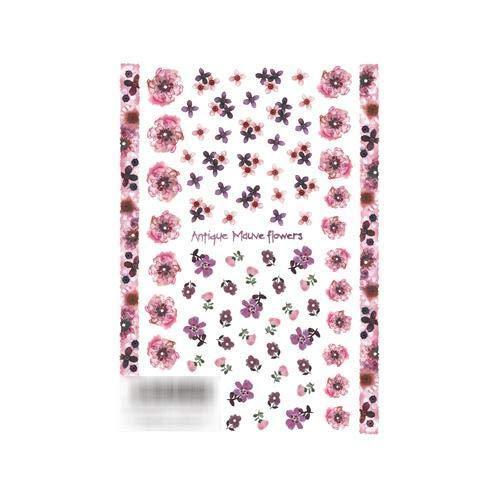 TSUMEKIRA (Tsumekira) Nail seal Antique Mauve flowers NN-IBF-102 1 sheet multicolor