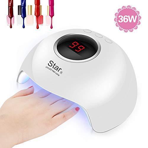 AOSNTEK nail dryer infrared detection 36W curing UV light high power UV & LED double light LED curing light nail lamp motion sensor liquid crystal display hand-foot dual-use white for the type timer can be set gel nail