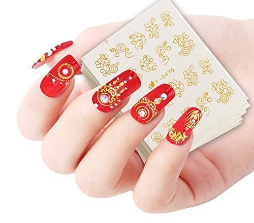 Kingsie nail seal 30 sheets set water seal Gold Silver natural scenery Manicure Nail Art Decoration