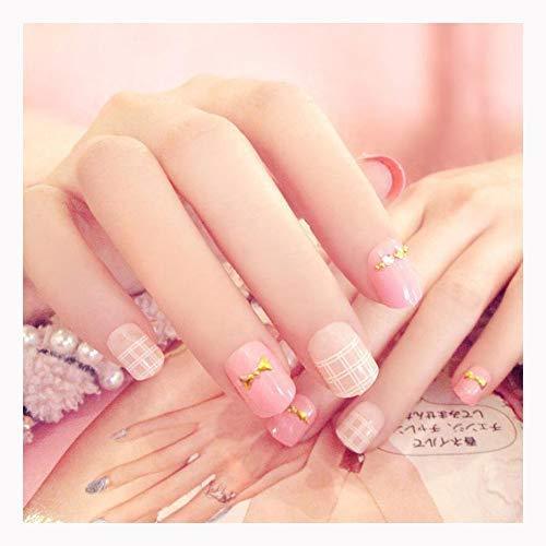 Cheerfultt nail chip 24-sheet set pink rivet 3D decoration nail tip nail jewelry