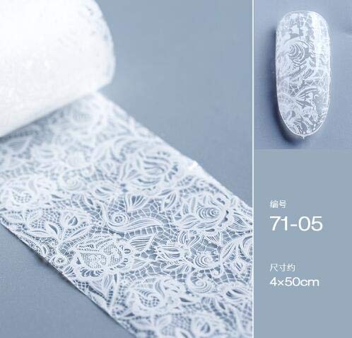 9 seal white nail foil lace white flowers in spring starry sky Neirudeko sticker nail art foil 50cm (01-09)