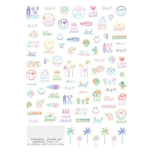 TSUMEKIRA (Tsumekira) nail seal HIDEKAZU produce 7 Beach style Hawaiian Surf pastel NN-HDK-108 multi-color
