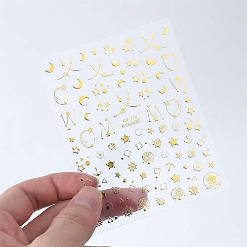 8 sheets / set Gold constellation geometry nail 3D seal nail seal sticker Nail Art