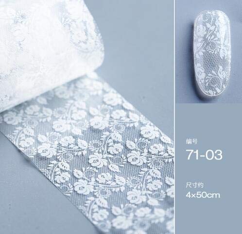 9 seal white nail foil lace white flowers in spring starry sky Neirudeko sticker nail art foil 50cm (01-09)