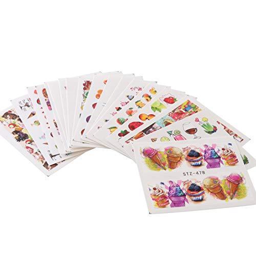 40 pieces ice cream fruit Nail Art seal Hamizu manicure set women just stick decals water transfer stickers 3D, girl, Children's ultra-thin children nail sticker cute work or casual nail decoration 10038