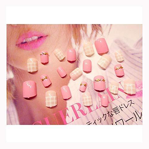 Cheerfultt nail chip 24-sheet set pink rivet 3D decoration nail tip nail jewelry