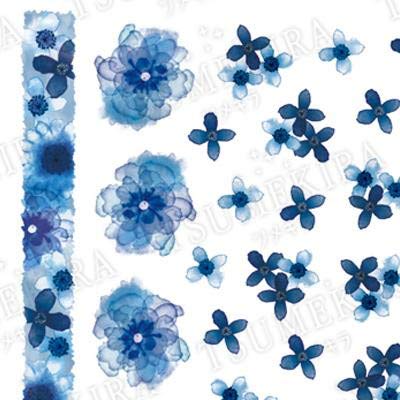 TSUMEKIRA (Tsumekira) nail seal indigo blue flowers NN-IBF-101 blue one