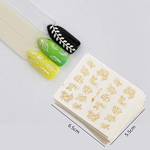 45-sheet set Gold & Silver feather nail seal 3D nail stickers nail art water Nail sealing gel nails nail foil ultra-thin Li nail decoration salon ornament