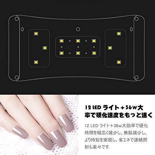 UV LED Nail Dryer human sensor 12LED UV light 36W 180 degrees irradiation Laintran UV and LED double light gel nails for white (36W)