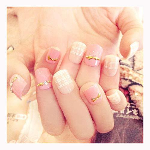 Cheerfultt nail chip 24-sheet set pink rivet 3D decoration nail tip nail jewelry