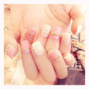 Cheerfultt nail chip 24-sheet set pink rivet 3D decoration nail tip nail jewelry