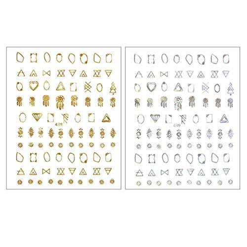 Frcolor nail seal 3D nail sticker gold moon star design Nail Art seal nail for decorative stick only manicure accessories 10-sheet set (random pattern)
