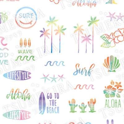TSUMEKIRA (Tsumekira) nail seal HIDEKAZU produce 7 Beach style Hawaiian Surf pastel NN-HDK-108 multi-color