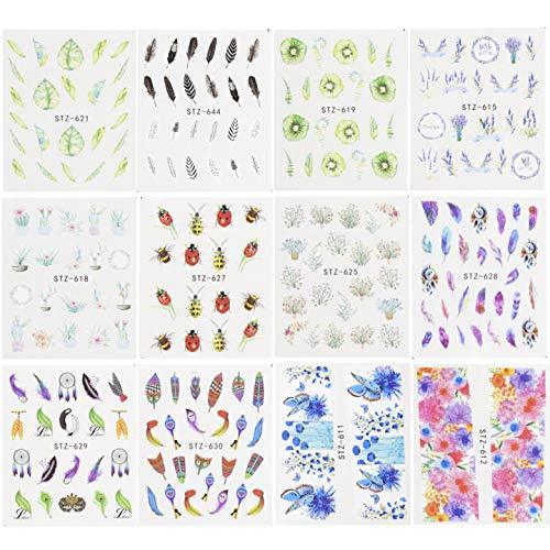 18 pieces butterfly feather Nail Art seal Hamizu manicure set women just stick decals water transfer stickers 3D, girl, Children's ultra-thin children nail sticker cute work or casual nail decoration 10036