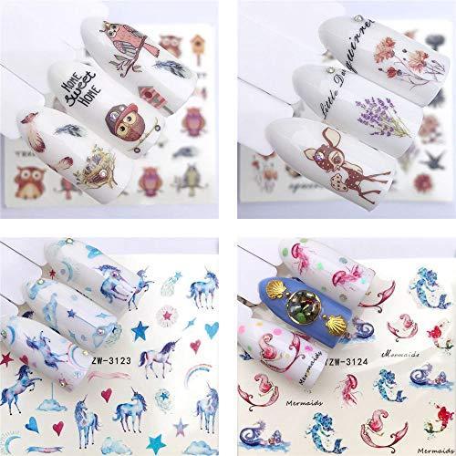 20 pieces Nail Art seal Hamizu decal water transfer sticker pasted animal owl dolphin sea animal Women, Girls, Children's ultra-thin children nail sticker cute work or casual nail decoration 10063