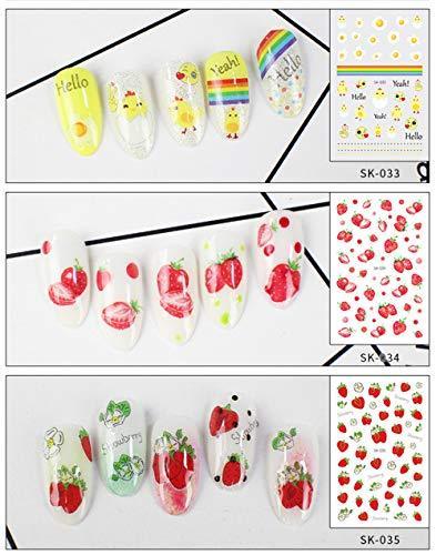 14-sheet set Ins popular cute nail seal children adult nail sticker green materials flower / strawberry / fruit / rainbow, etc.