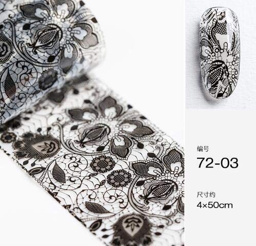 9 seal black nail foil lace black flower spring starry sky Neirudeko sticker nail art foil 50cm (01-09)