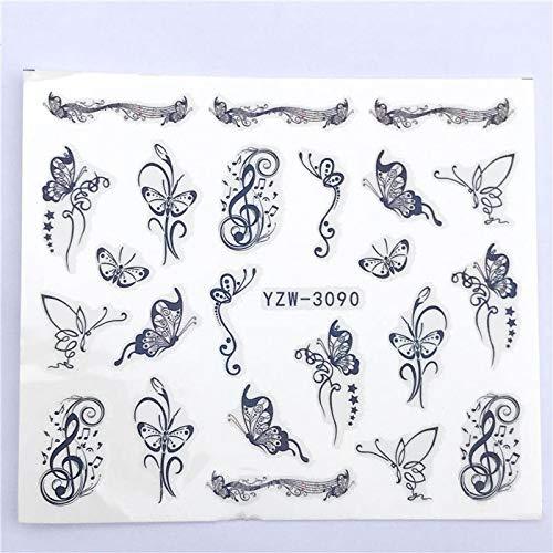 DSBH YZWLE 1 PC hot nail sticker black butterfly Note beauty water transfer Stamping Nail Art Tips Nail Decoration Manicure Sticker (Color: YZW 3096)