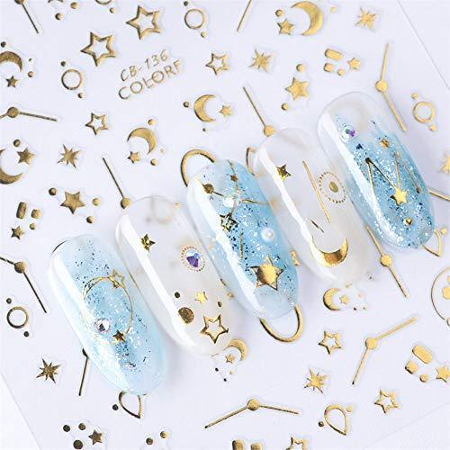 8 sheets / set Gold constellation geometry nail 3D seal nail seal sticker Nail Art